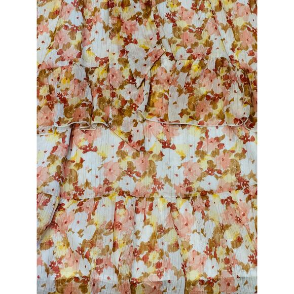 NWT Forever 21 Plus 0X Peach Floral long sleeve ruffled mini dress cottage fairy - Picture 5 of 8